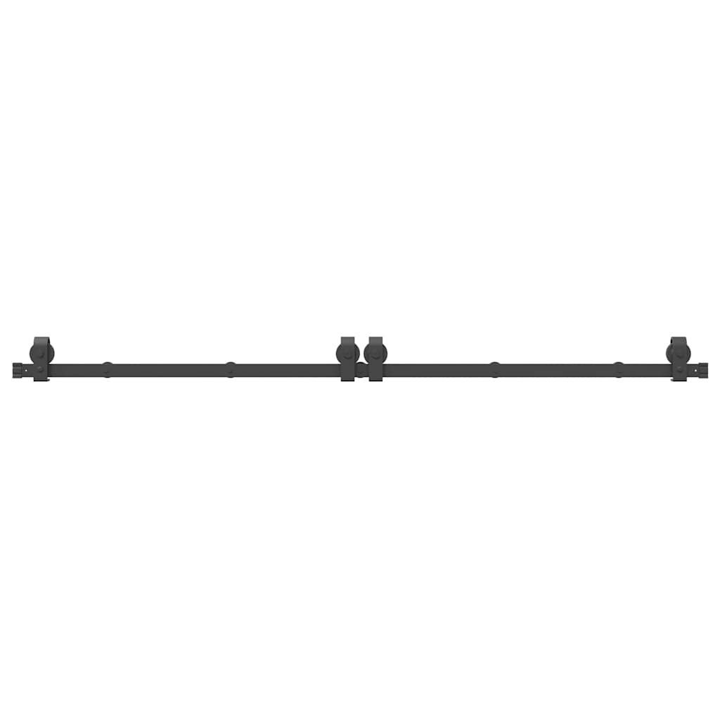 Schiebetürbeschlag-Set 200 cm Stahl Schwarz