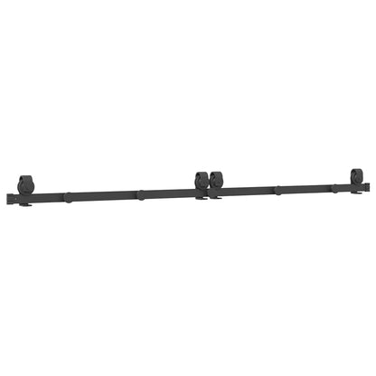 Schiebetürbeschlag-Set 200 cm Stahl Schwarz