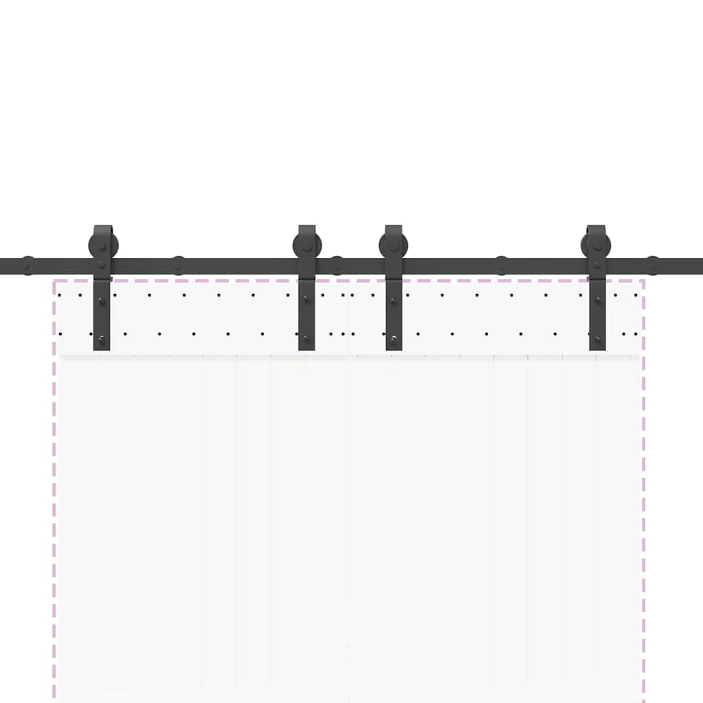 Schiebetürbeschlag-Set 200 cm Stahl Schwarz