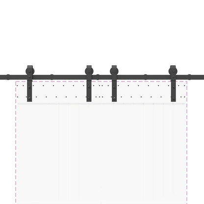 Schiebetürbeschlag-Set 200 cm Stahl Schwarz
