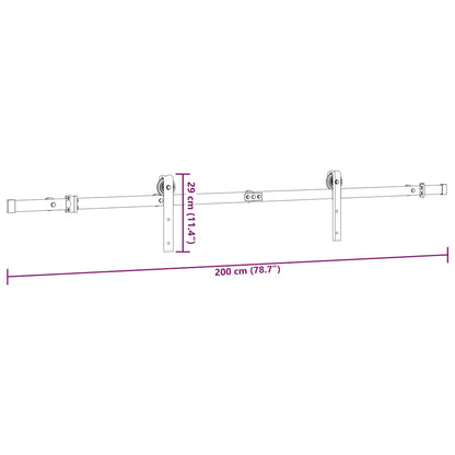 Schiebetürbeschlag-Set 200 cm Stahl Schwarz