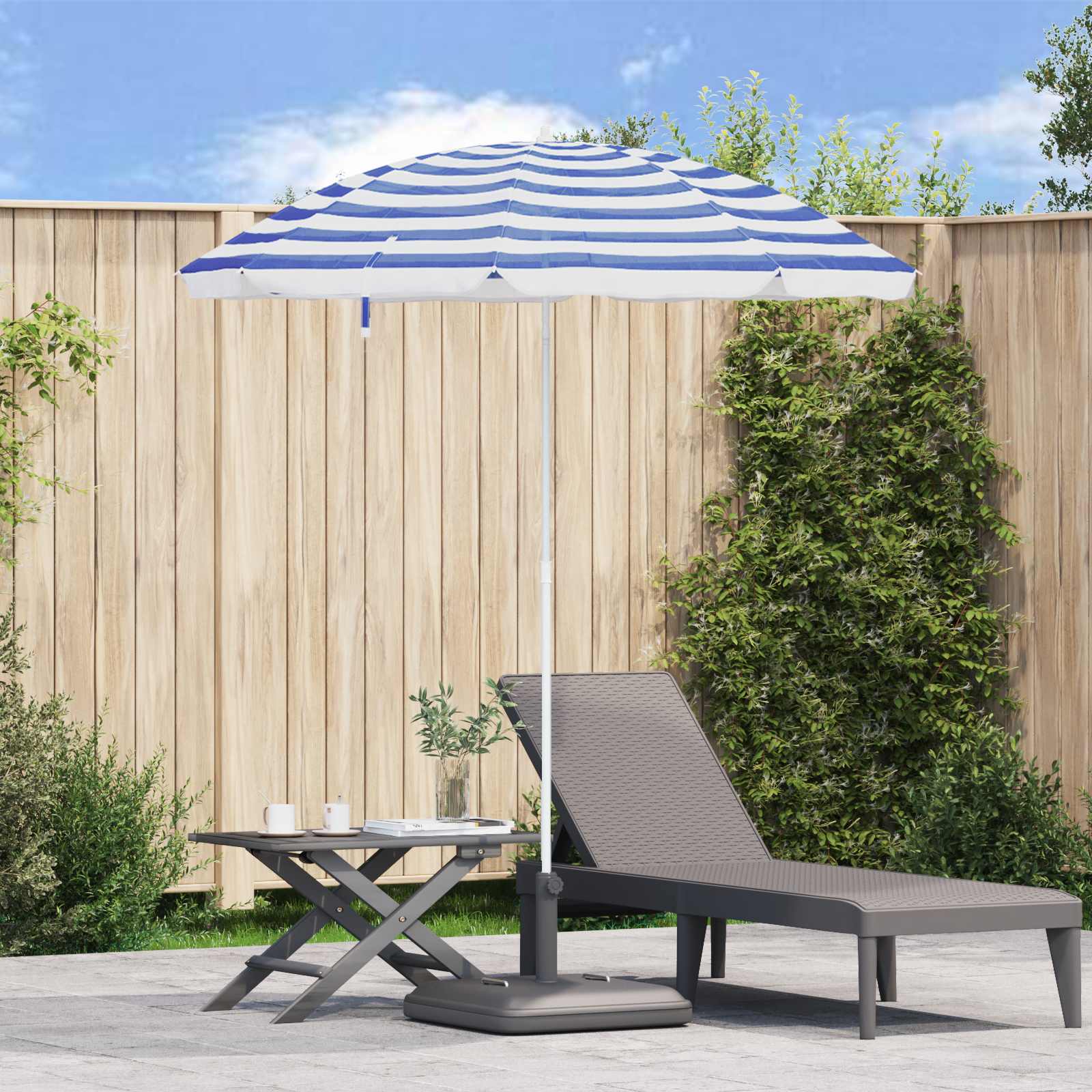 Garten-Sonnenschirm 240 cm 170T Polyester Blau und Weiß