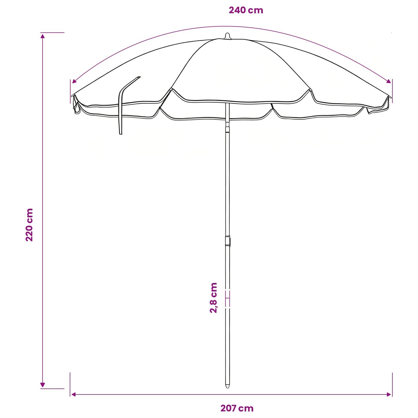 Garten-Sonnenschirm 240 cm 170T Polyester Tarnung