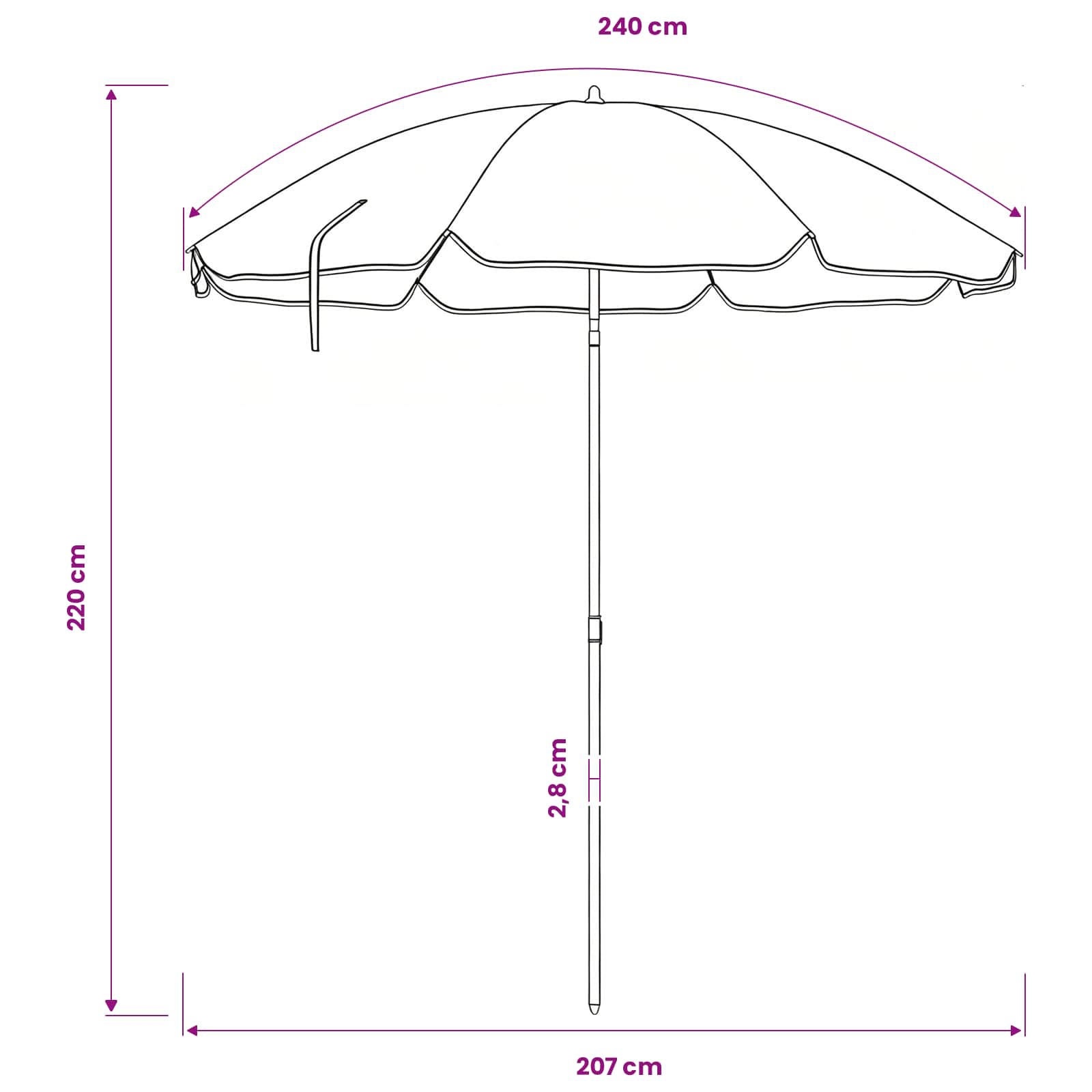 Garten-Sonnenschirm 240 cm 170T Polyester Tarnung