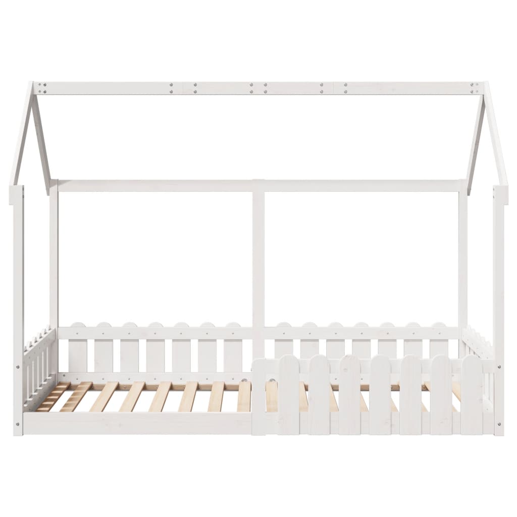 Lit enfant lit cabane blanc 90x200 cm bois de pin massif