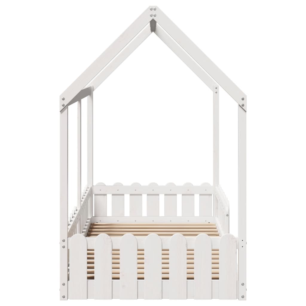 Lit enfant lit cabane blanc 90x200 cm bois de pin massif