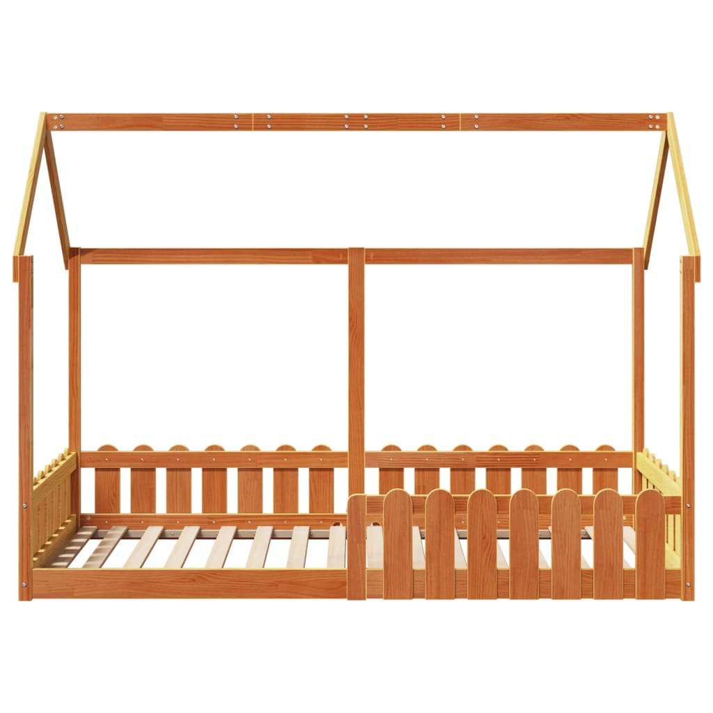 Lit enfant lit cabane cire marron 90x200 cm pin