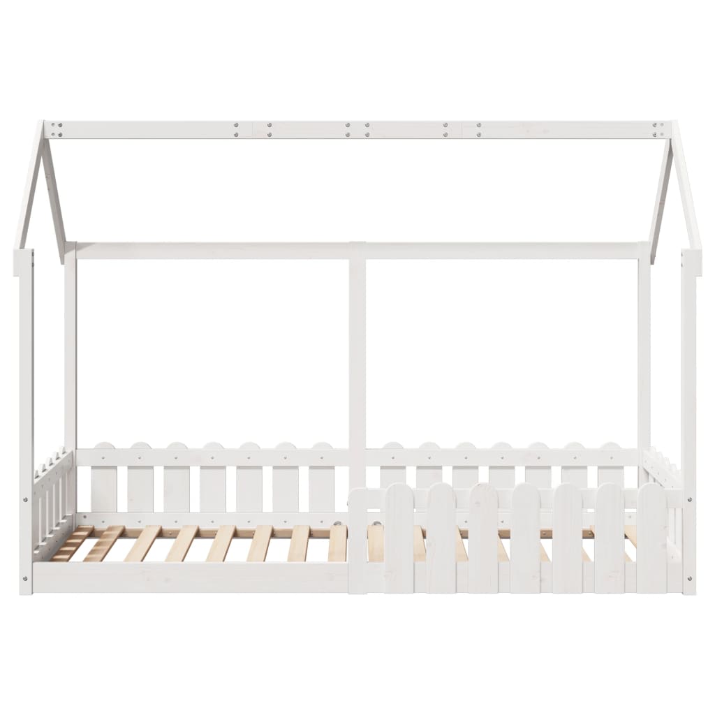 Lit enfant lit cabane blanc 80x200 cm bois de pin massif