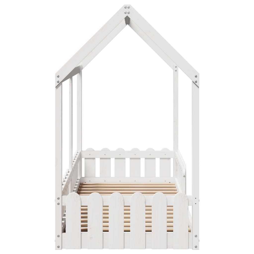 Lit enfant lit cabane blanc 80x200 cm bois de pin massif