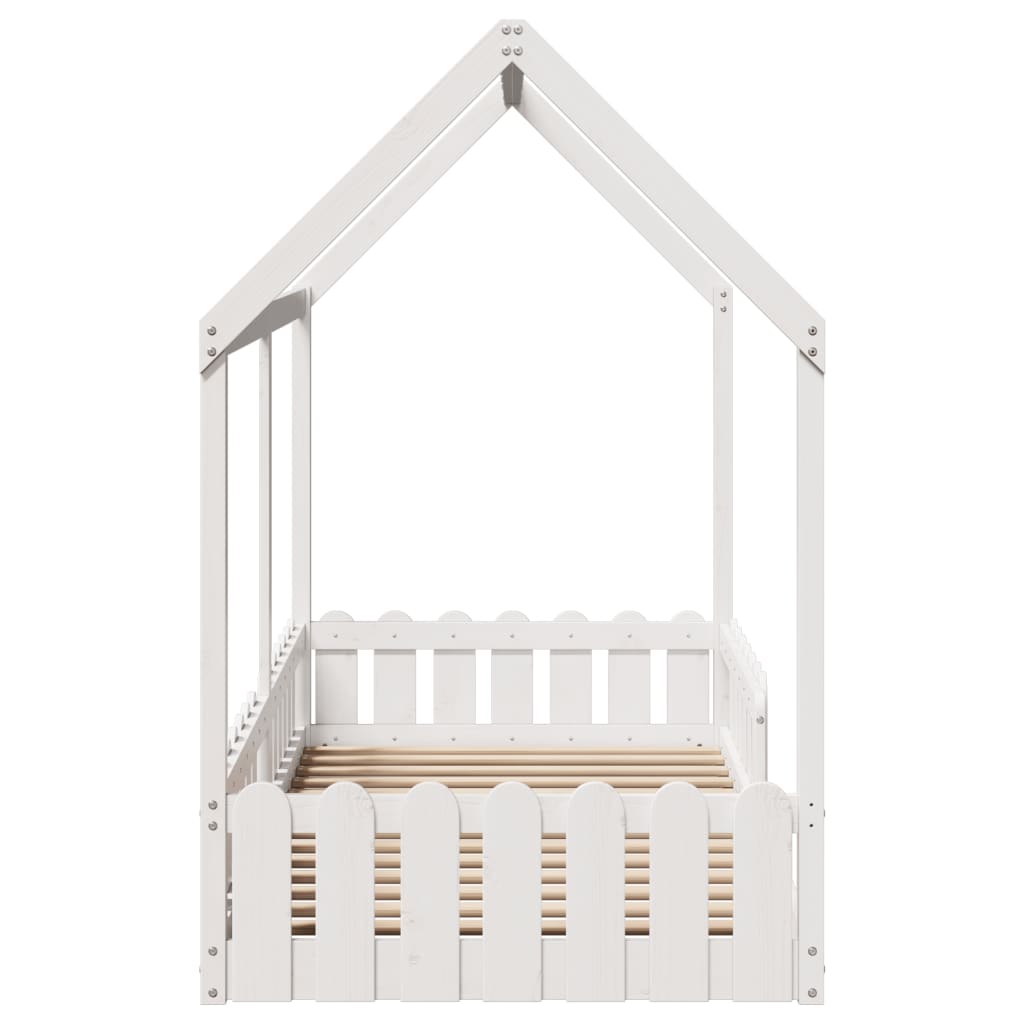 Lit enfant lit cabane blanc 90x190 cm bois de pin massif