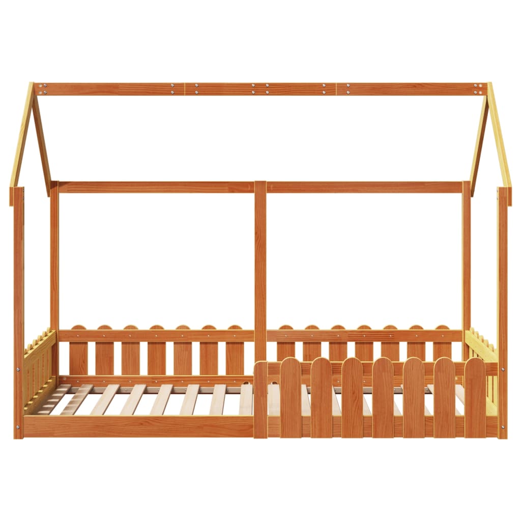 Lit enfant lit cabane cire marron 90x190 cm bois de pin massif