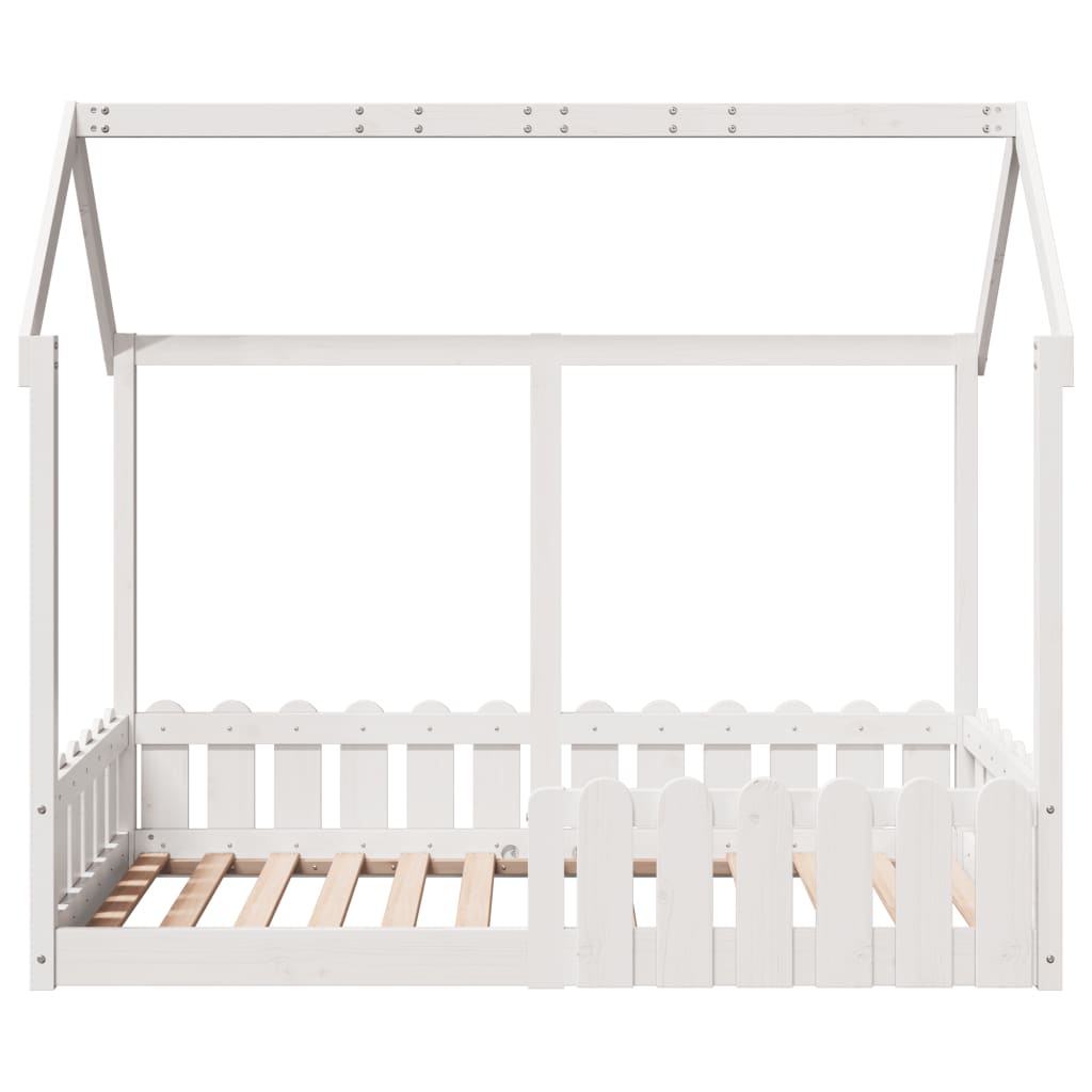 Lit enfant lit cabane blanc 80x160 cm bois de pin massif