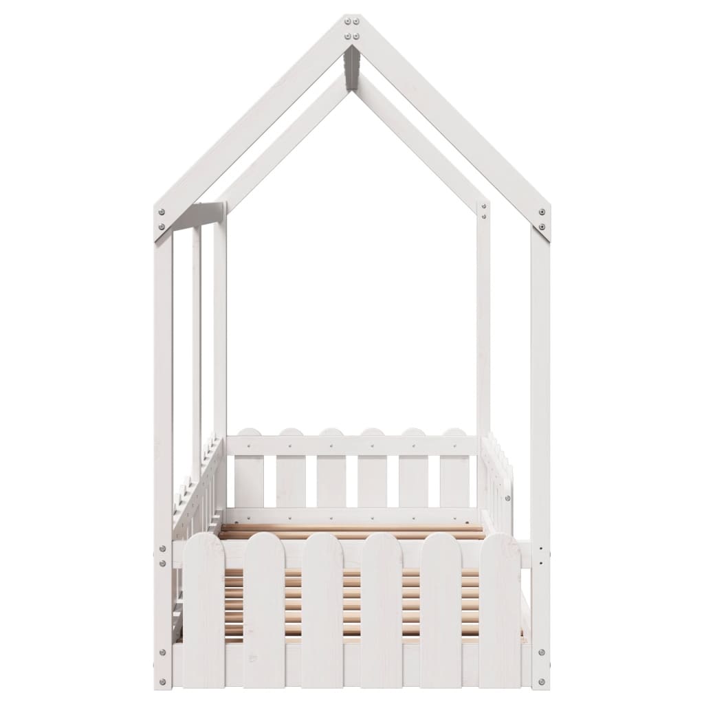 Lit enfant lit cabane blanc 80x160 cm bois de pin massif