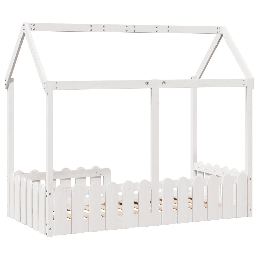 Lit enfant lit cabane blanc 80x160 cm bois de pin massif