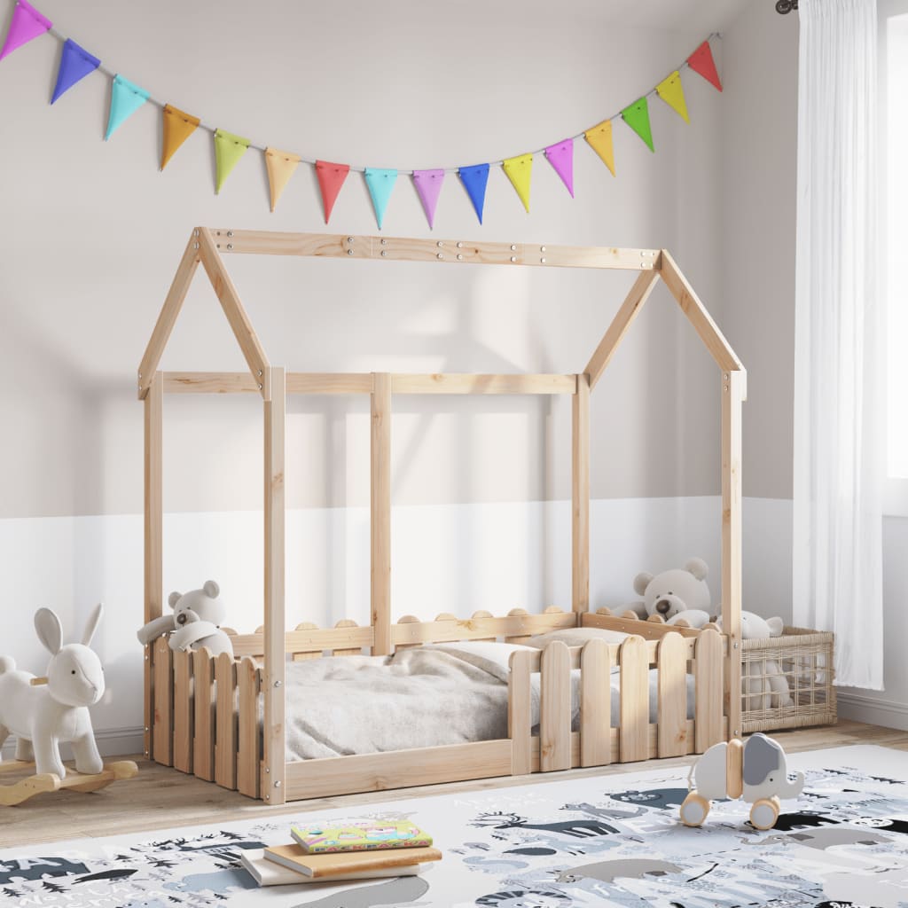 Lit enfant lit cabane 70x140 cm bois de pin massif