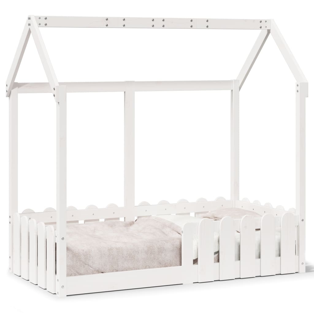 Lit enfant lit cabane blanc 70x140 cm bois de pin massif