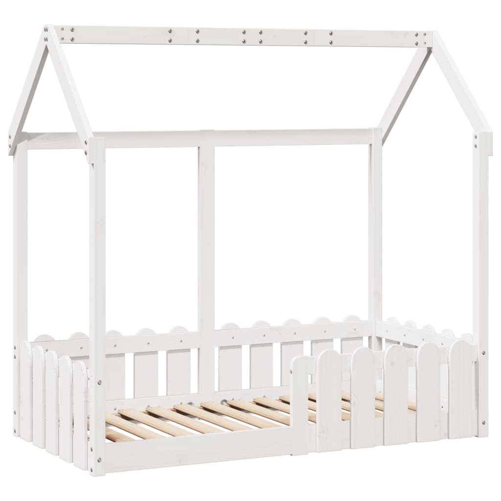 Lit enfant lit cabane blanc 70x140 cm bois de pin massif