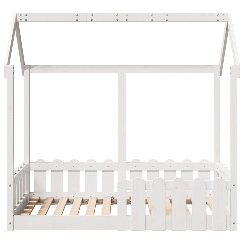 Lit enfant lit cabane blanc 70x140 cm bois de pin massif