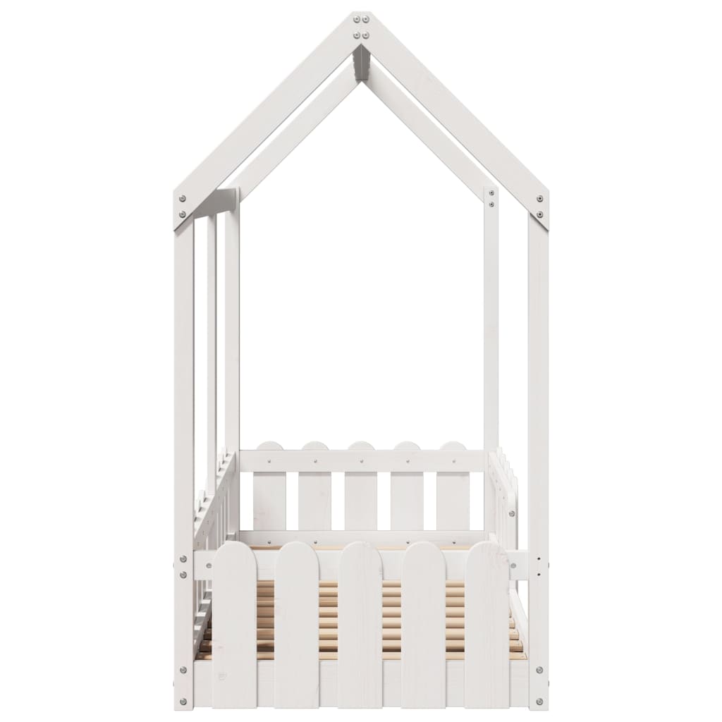 Lit enfant lit cabane blanc 70x140 cm bois de pin massif