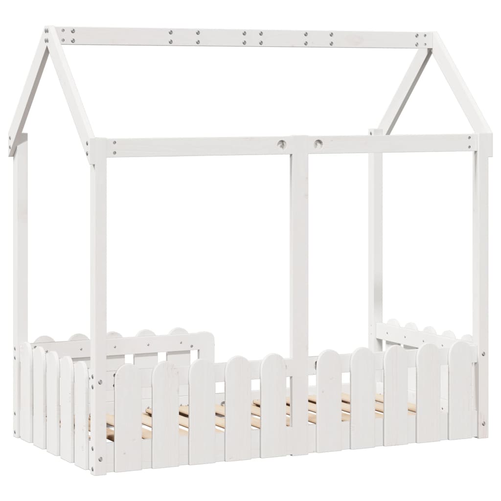 Lit enfant lit cabane blanc 70x140 cm bois de pin massif