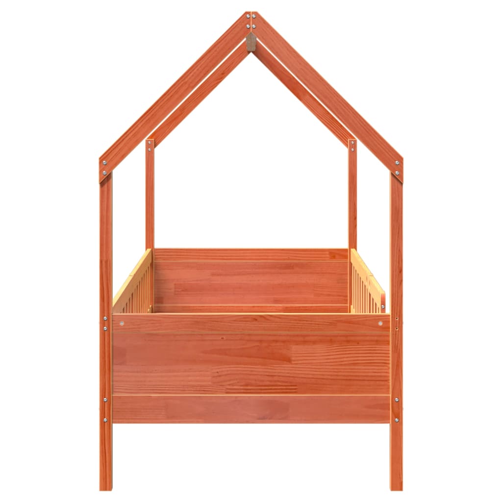 Lit enfant lit cabane cire marron 90x200 cm pin