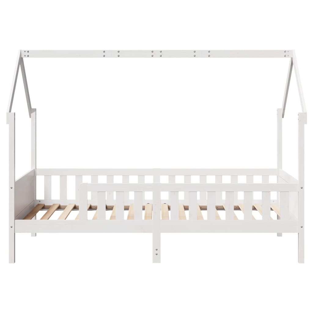 Lit enfant lit cabane blanc 80x200 cm bois de pin massif