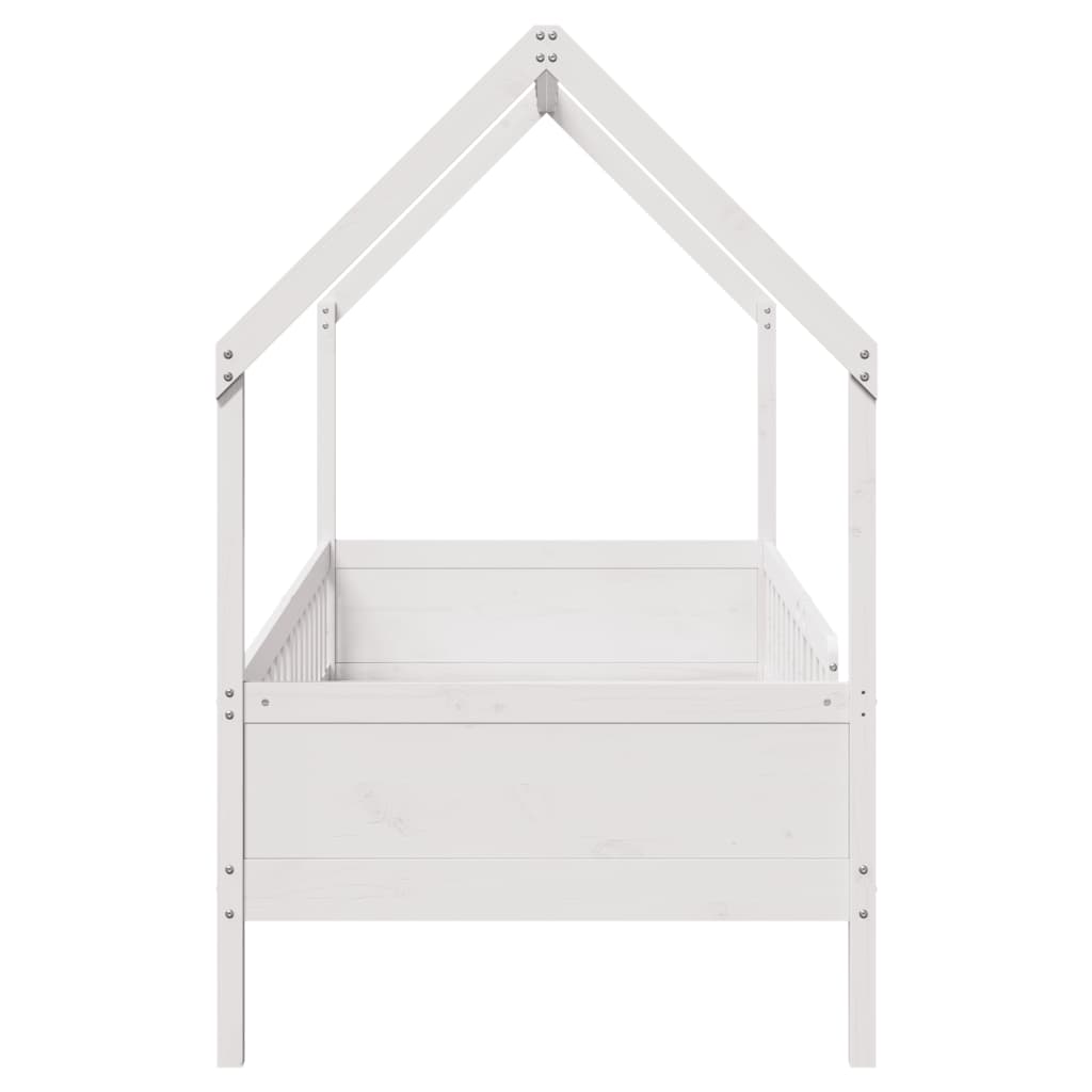 Lit enfant lit cabane blanc 80x200 cm bois de pin massif