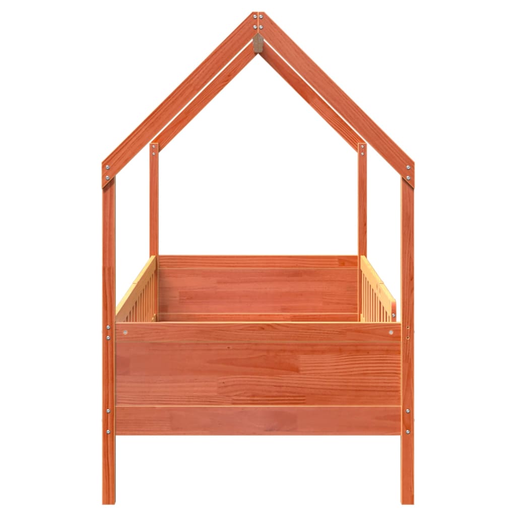 Lit enfant lit cabane cire marron 80x200 cm pin