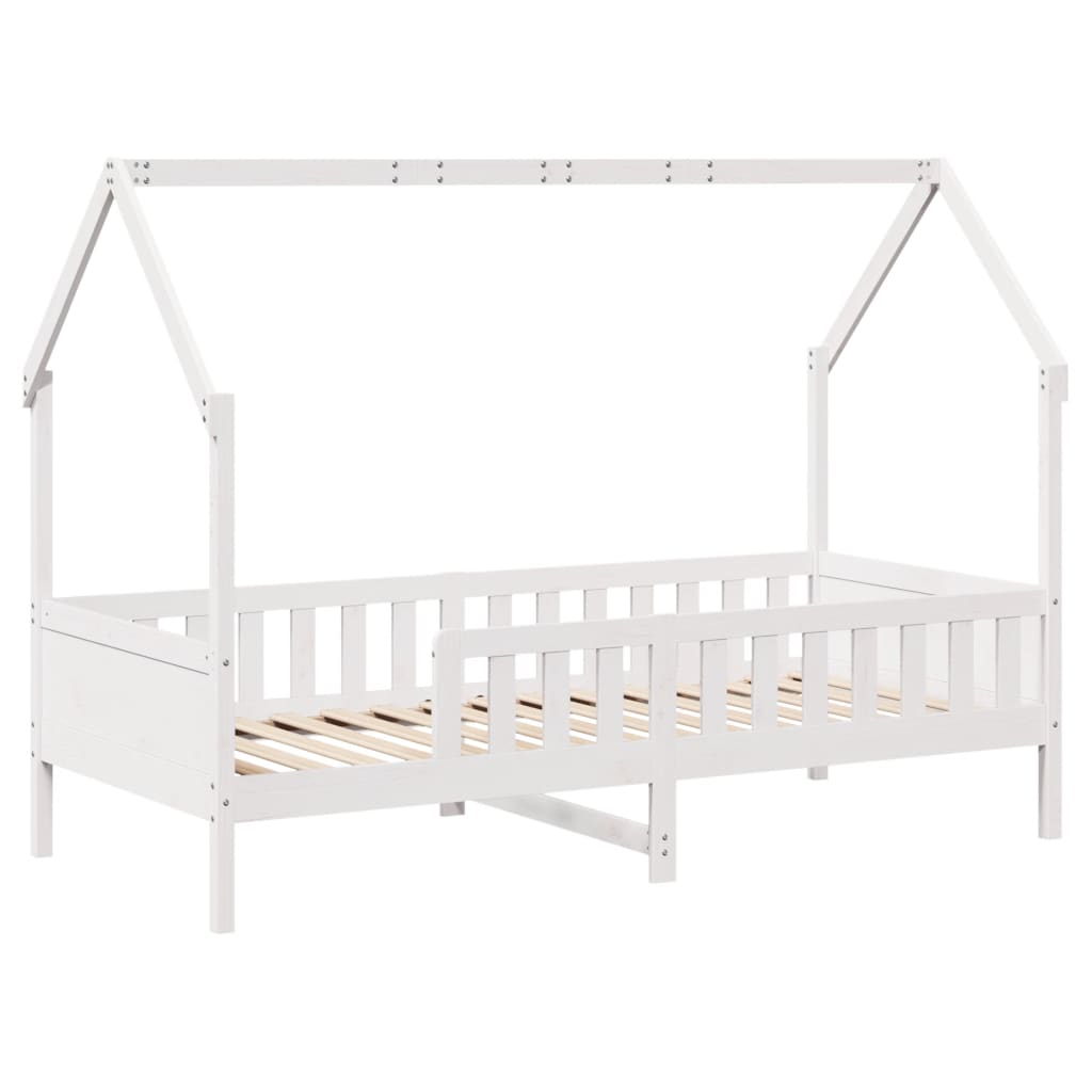 Lit enfant lit cabane blanc 90x190 cm bois de pin massif