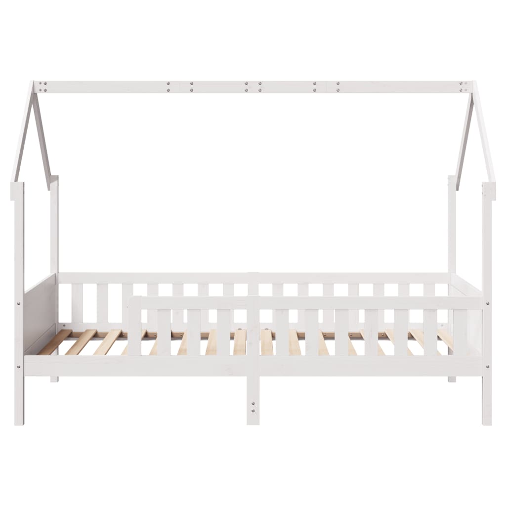 Lit enfant lit cabane blanc 90x190 cm bois de pin massif