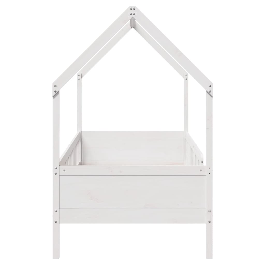 Lit enfant lit cabane blanc 90x190 cm bois de pin massif