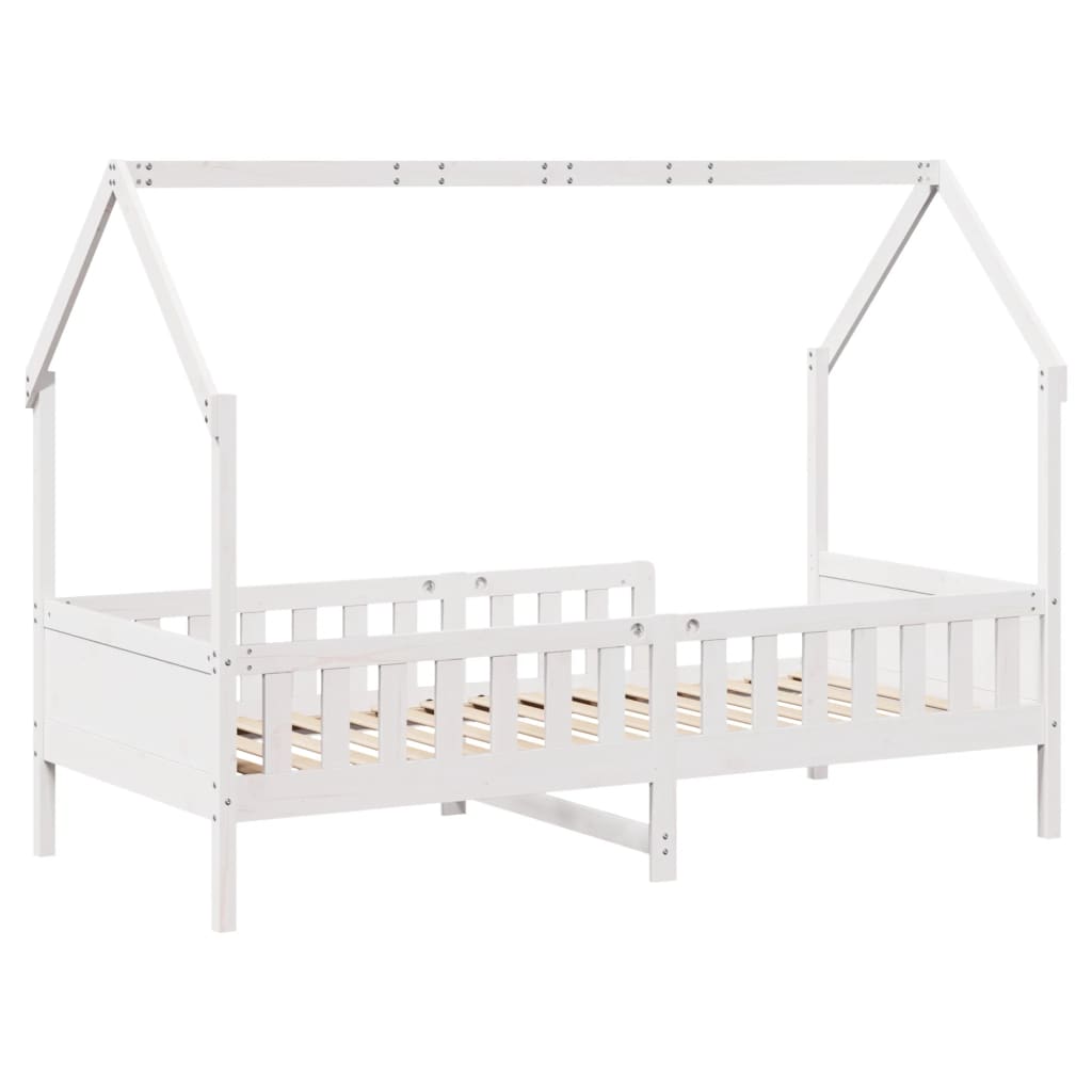 Lit enfant lit cabane blanc 90x190 cm bois de pin massif