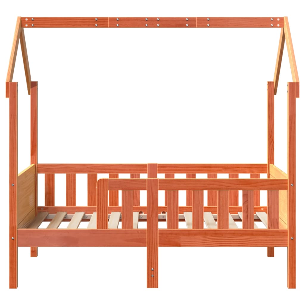 Lit enfant lit cabane cire marron 80x160 cm bois de pin massif