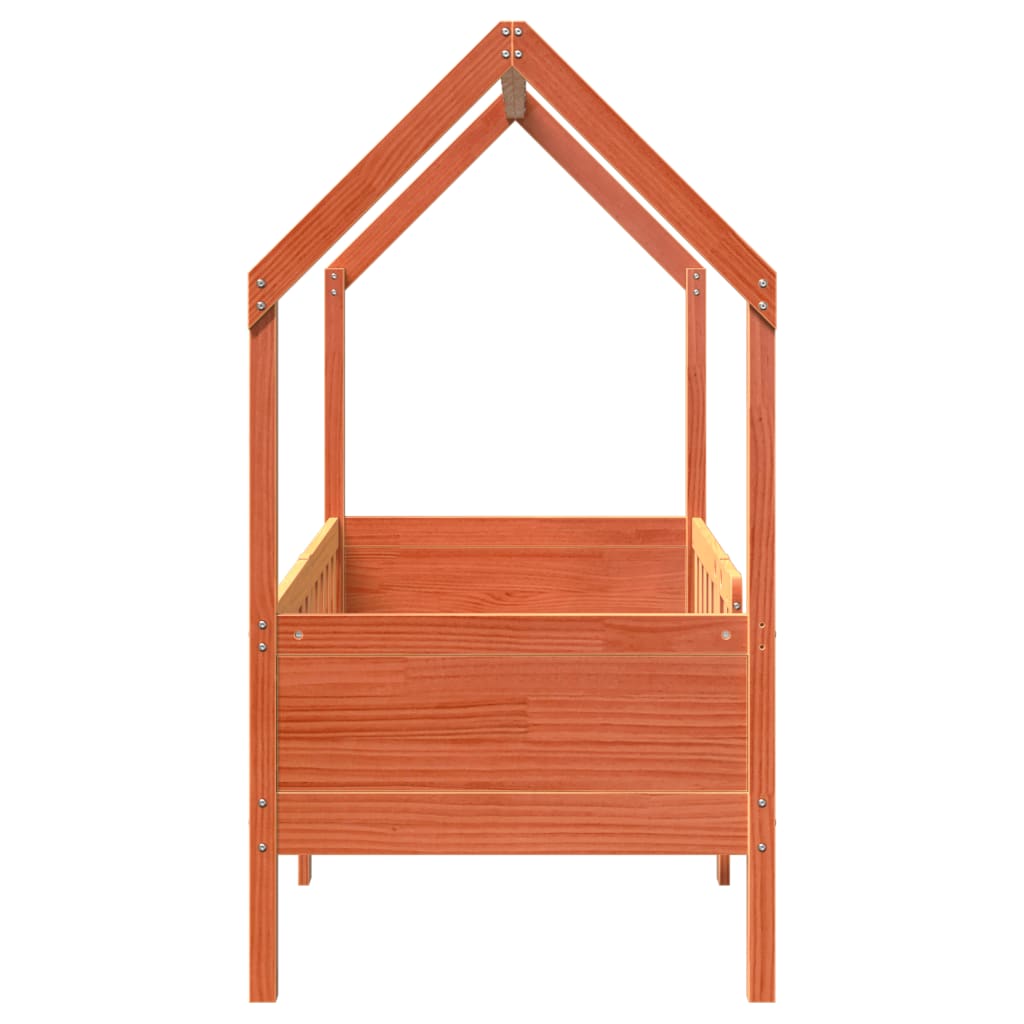 Lit enfant lit cabane cire marron 80x160 cm bois de pin massif