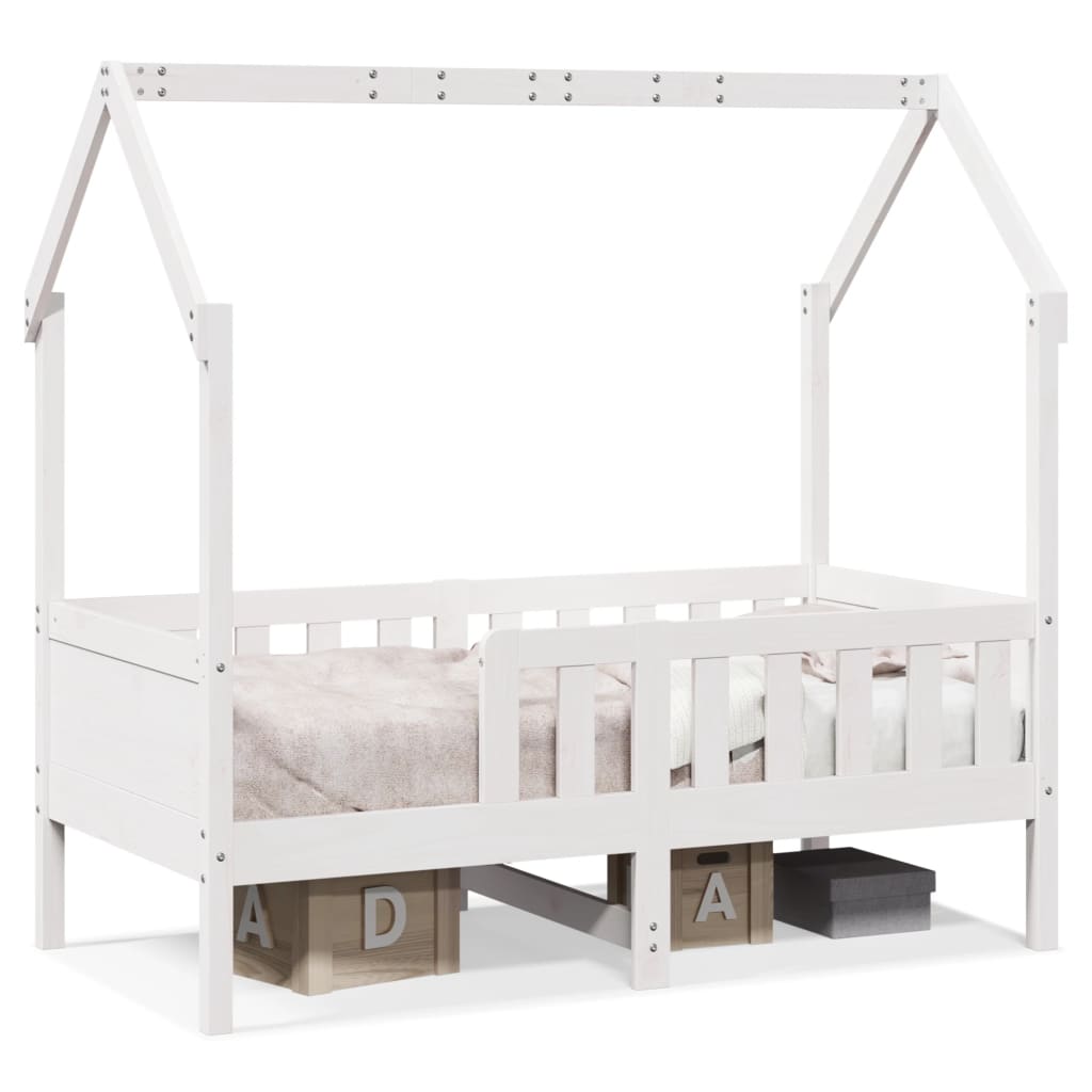 Lit enfant lit cabane blanc 70x140 cm bois de pin massif