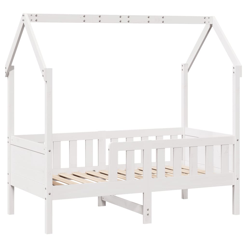 Lit enfant lit cabane blanc 70x140 cm bois de pin massif