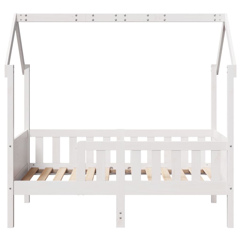 Lit enfant lit cabane blanc 70x140 cm bois de pin massif