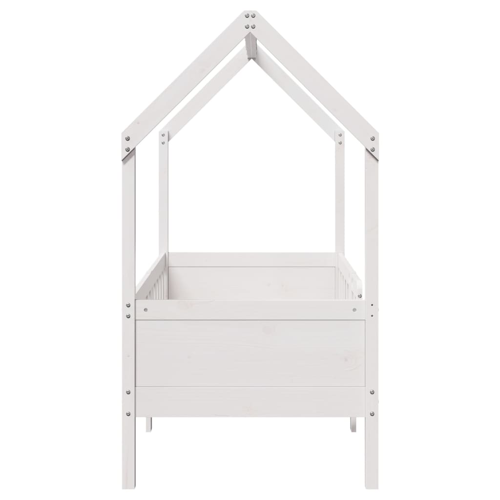 Lit enfant lit cabane blanc 70x140 cm bois de pin massif