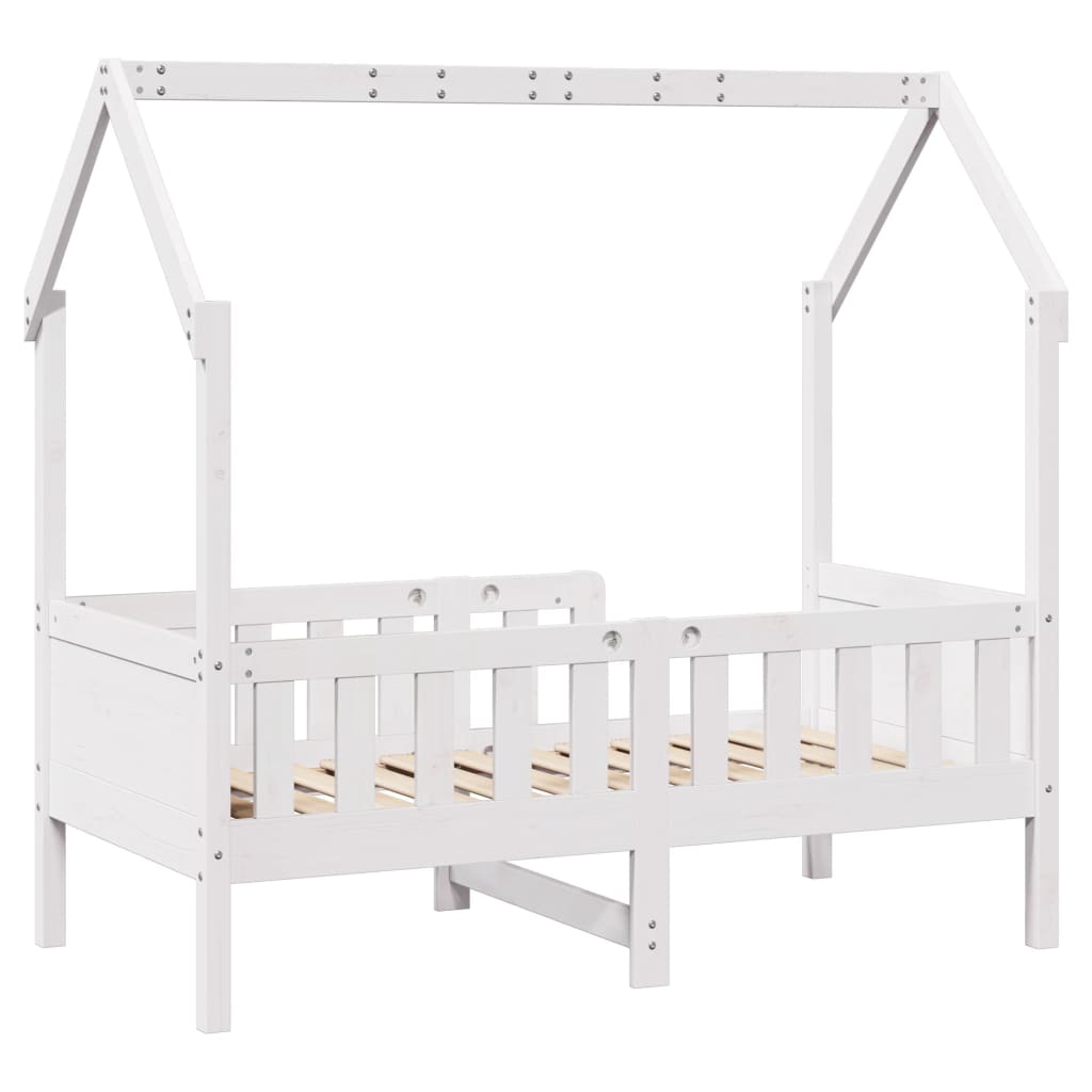 Lit enfant lit cabane blanc 70x140 cm bois de pin massif