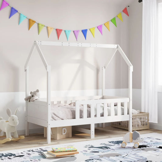 Lit enfant lit cabane blanc 70x140 cm bois de pin massif