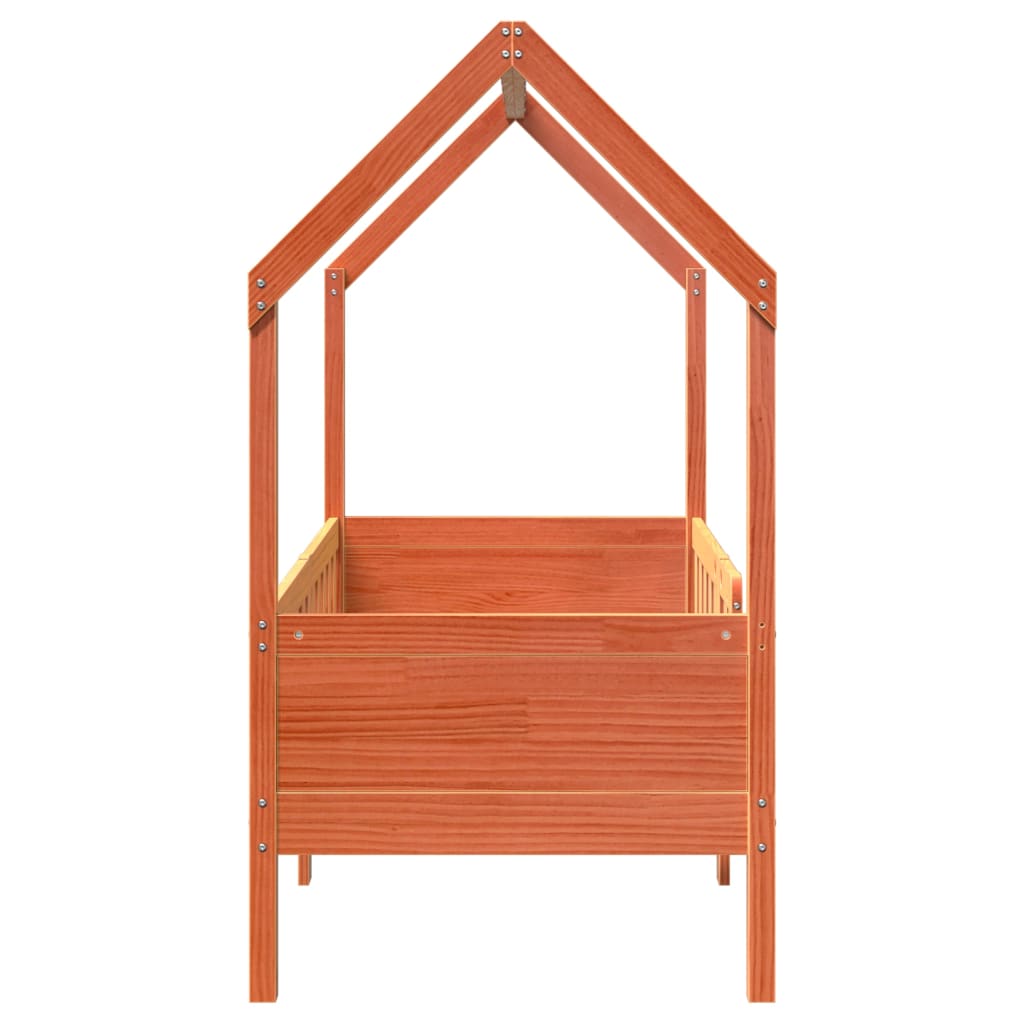 Lit enfant lit cabane cire marron 70x140 cm pin