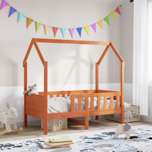 Lit enfant lit cabane cire marron 70x140 cm pin