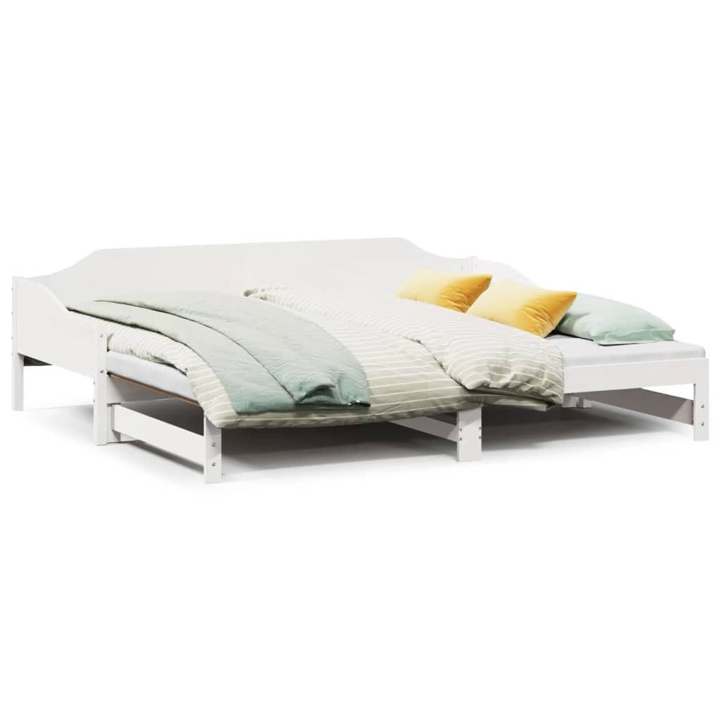 Lit de repos extensible blanc 80x200 cm en pin massif