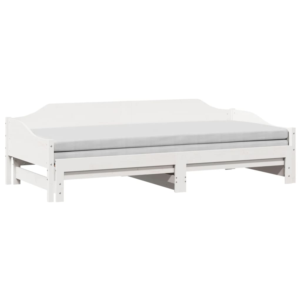 Lit de repos extensible blanc 80x200 cm en pin massif