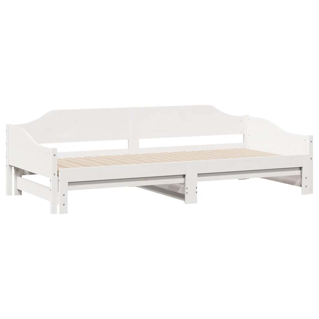 Lit de repos extensible blanc 80x200 cm en pin massif