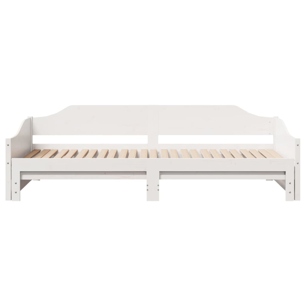 Lit de repos extensible blanc 80x200 cm en pin massif