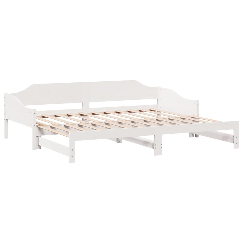 Lit de repos extensible blanc 80x200 cm en pin massif