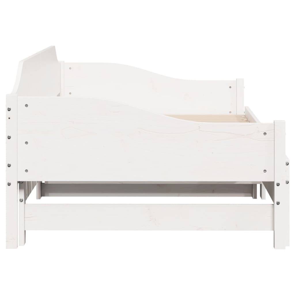 Lit de repos extensible blanc 80x200 cm en pin massif