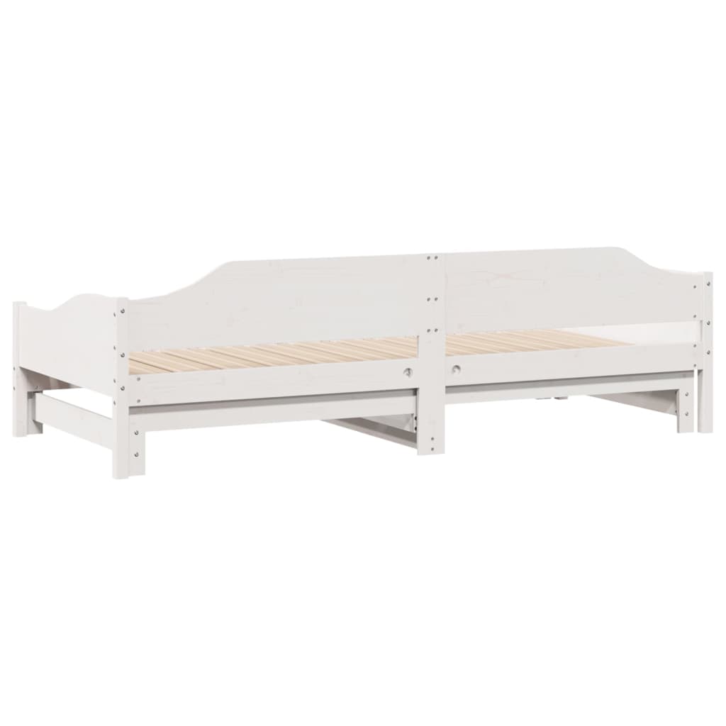 Lit de repos extensible blanc 80x200 cm en pin massif