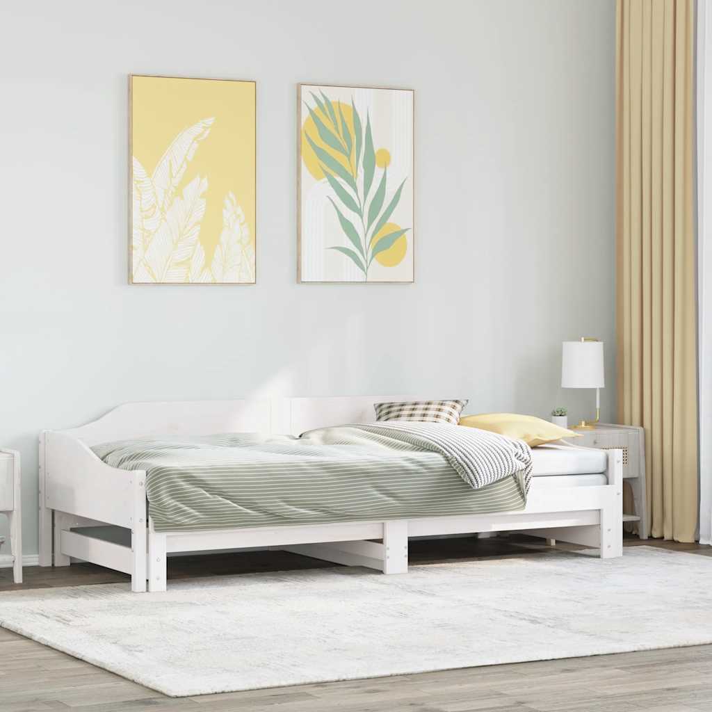 Lit de repos extensible blanc 80x200 cm en pin massif